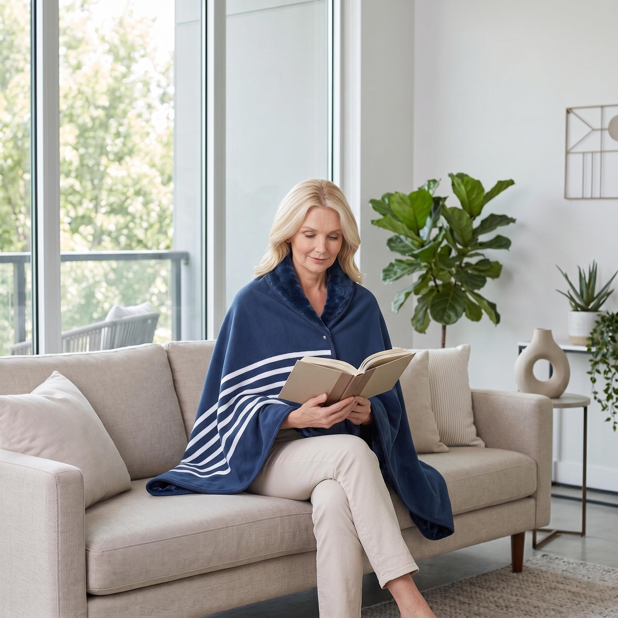Wearable Blanket with Snap-Button Design for Adults