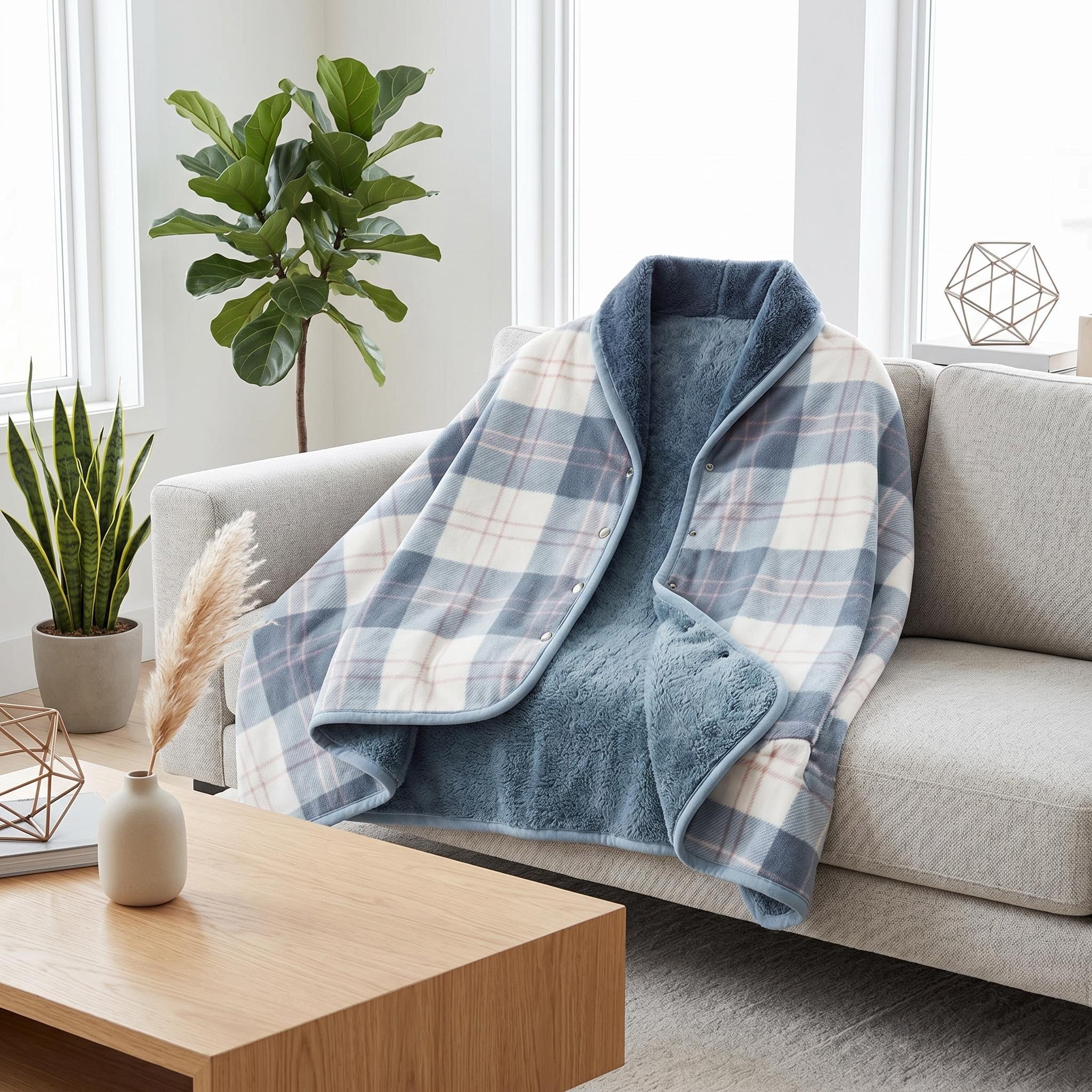 Wearable Blanket with Snap-Button Design for Adults