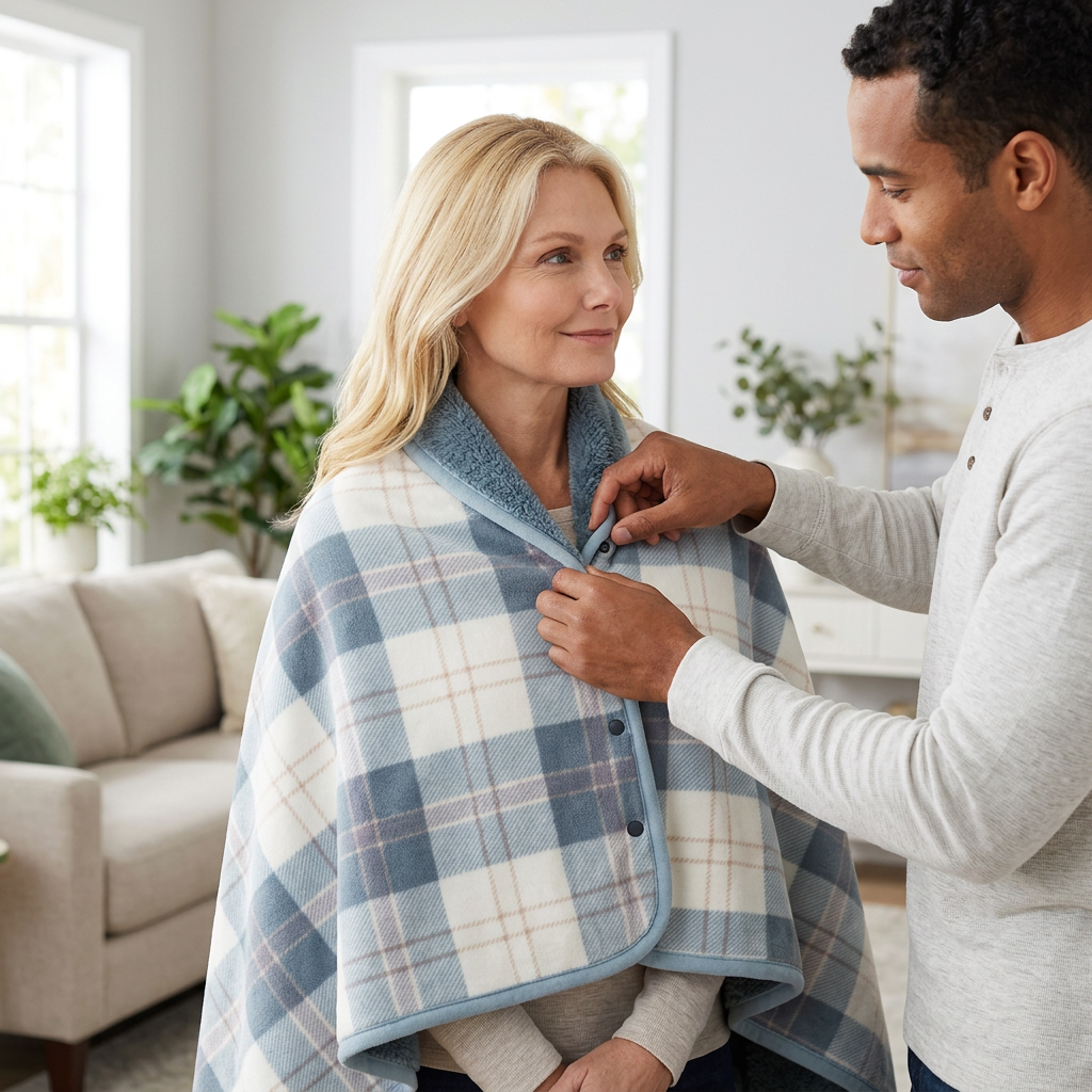 Wearable Blanket with Snap-Button Design for Adults