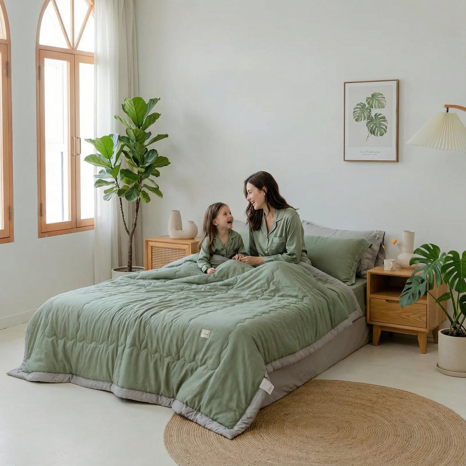 Japanese Summer Quilt - Lightweight Polyester Cotton Bedding