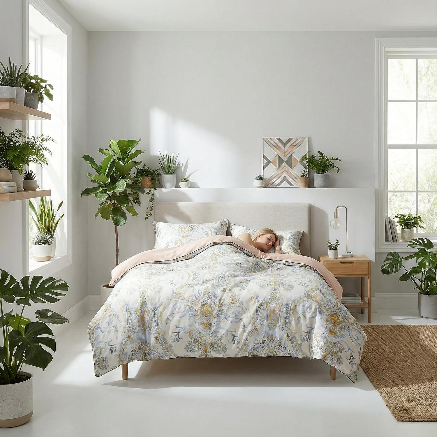 Lily | Elegant Cotton Duvet Cover Set with Vibrant Bird Design