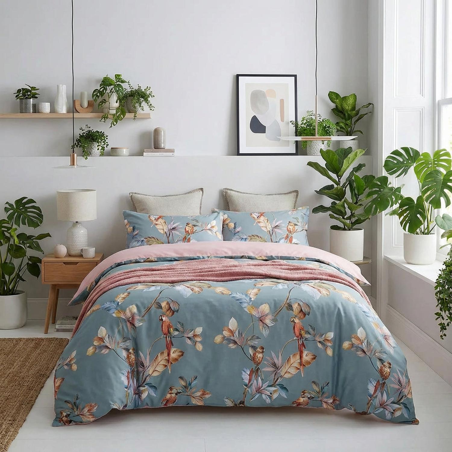 Lily | Elegant Cotton Duvet Cover Set with Vibrant Bird Design