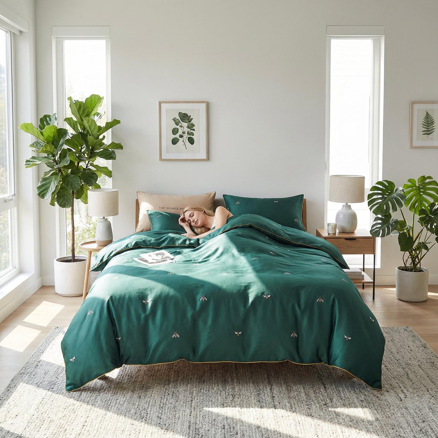 Lily | Elegant Cotton Duvet Cover Set with Vibrant Bird Design