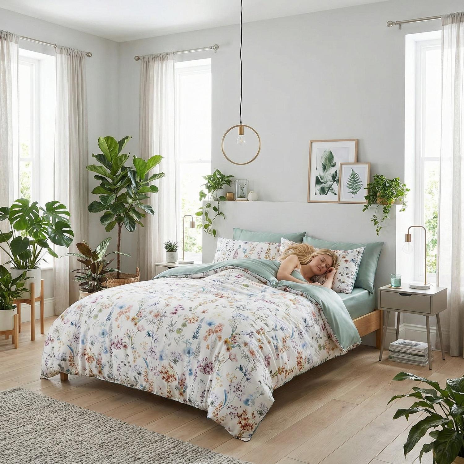 Lily | Elegant Cotton Duvet Cover Set with Vibrant Bird Design