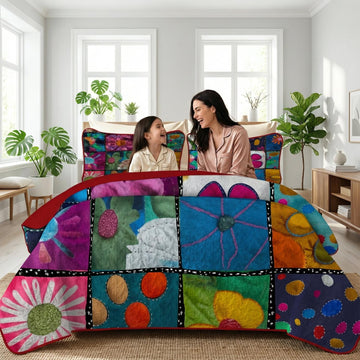 Multi Floral Printed Quilt Set-Printed Blankets-Glompi-King-1-Piece (Blanket Only)-Glompi