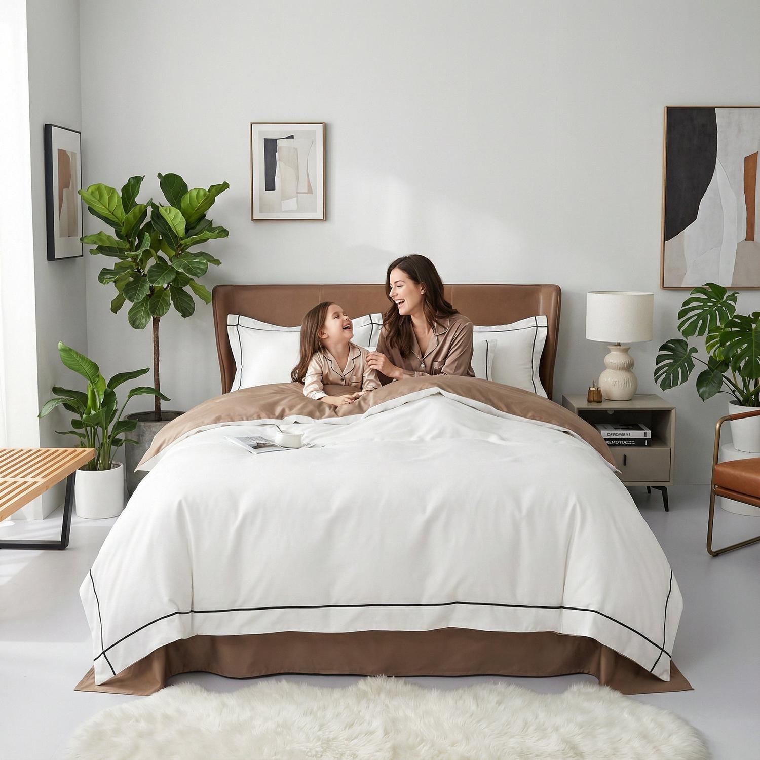 Night In Paris Bedding Set-Duvet Cover Set-Glompi-White-Queen Size - fits 78.7" in (2m) width beds-4-Piece (Duvet + Flat Sheet + 2x Pillowcases)-Glompi