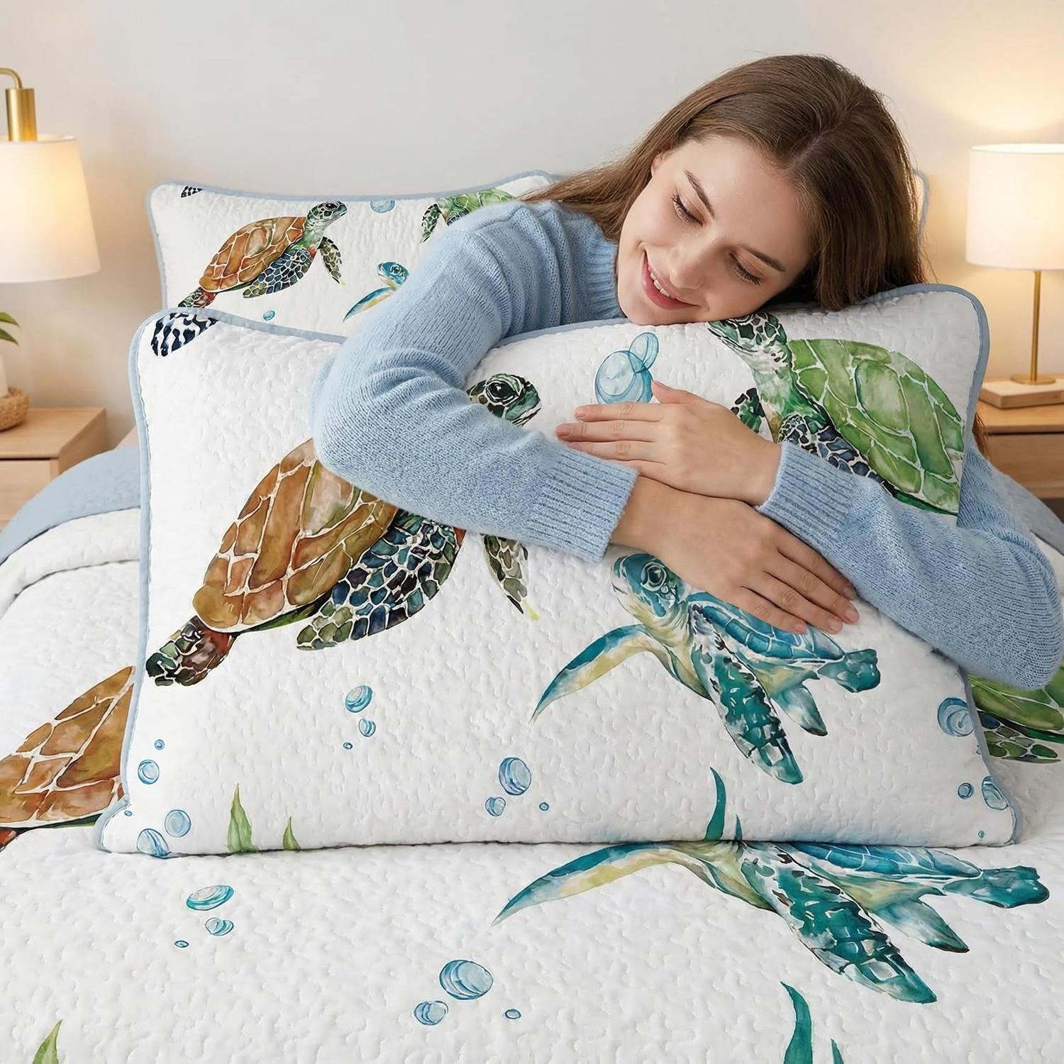 Sea Turtle Printed Quilt Set