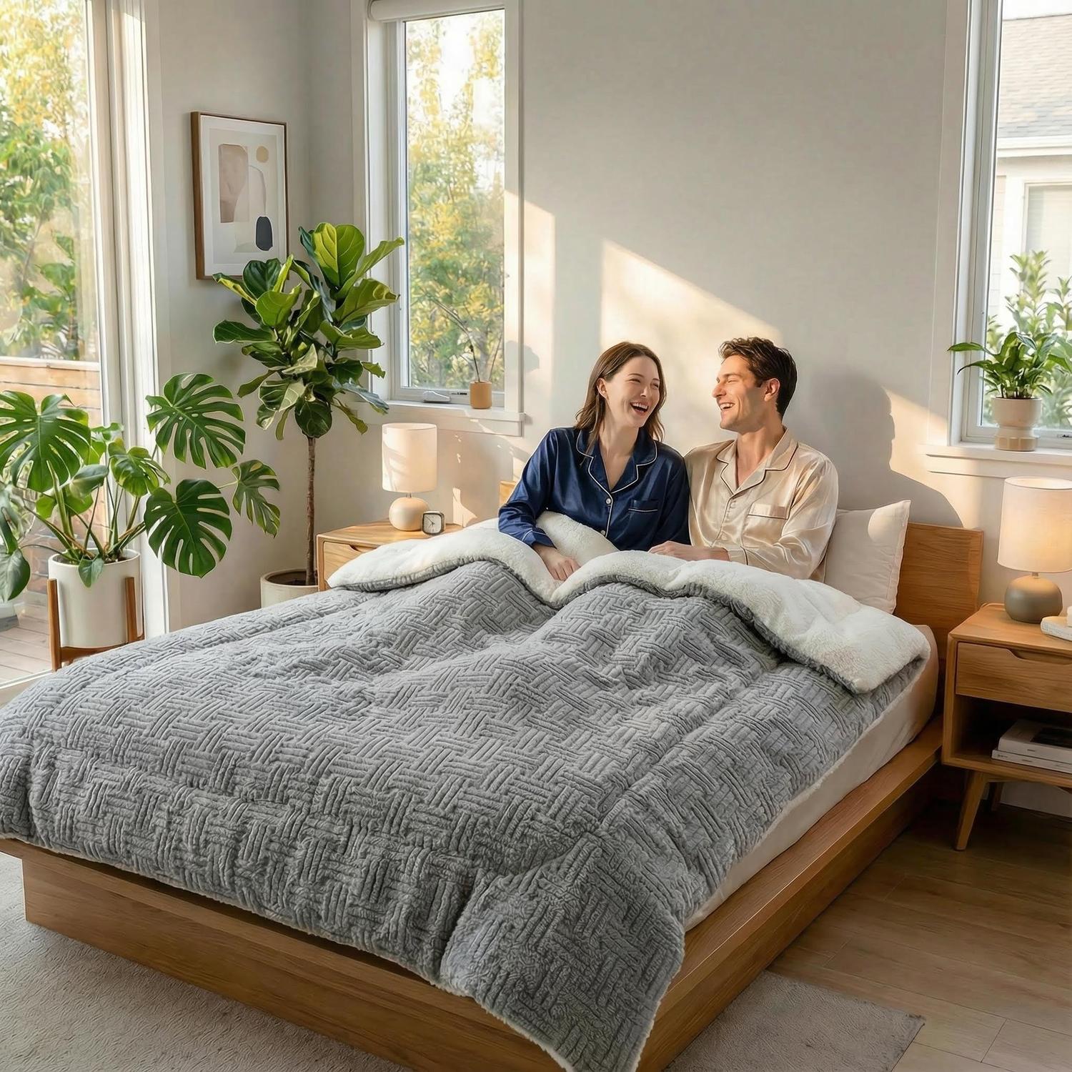 Thick Winter Quilt - Artificial Lamb's Wool Blanket for Adults and Children