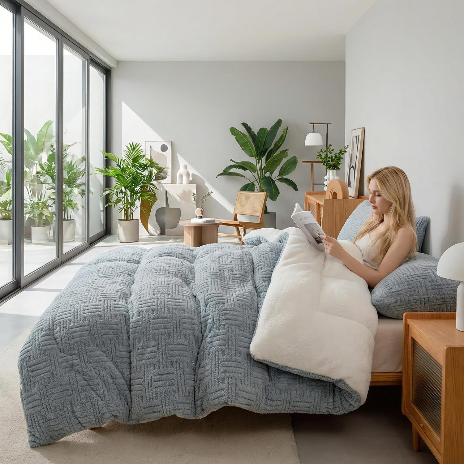 Thick Winter Quilt - Artificial Lamb's Wool Blanket for Adults and Children