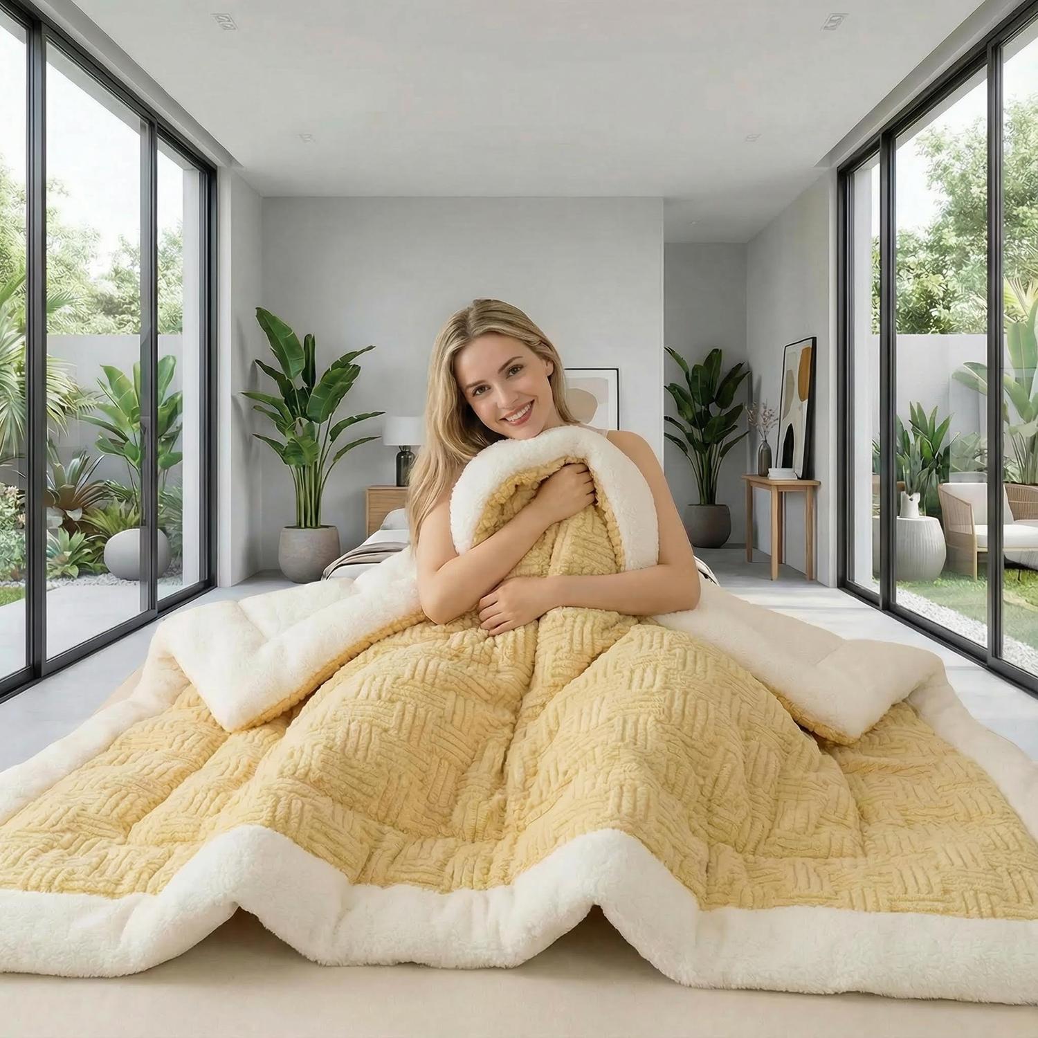 Thick Winter Quilt - Artificial Lamb's Wool Blanket for Adults and Children