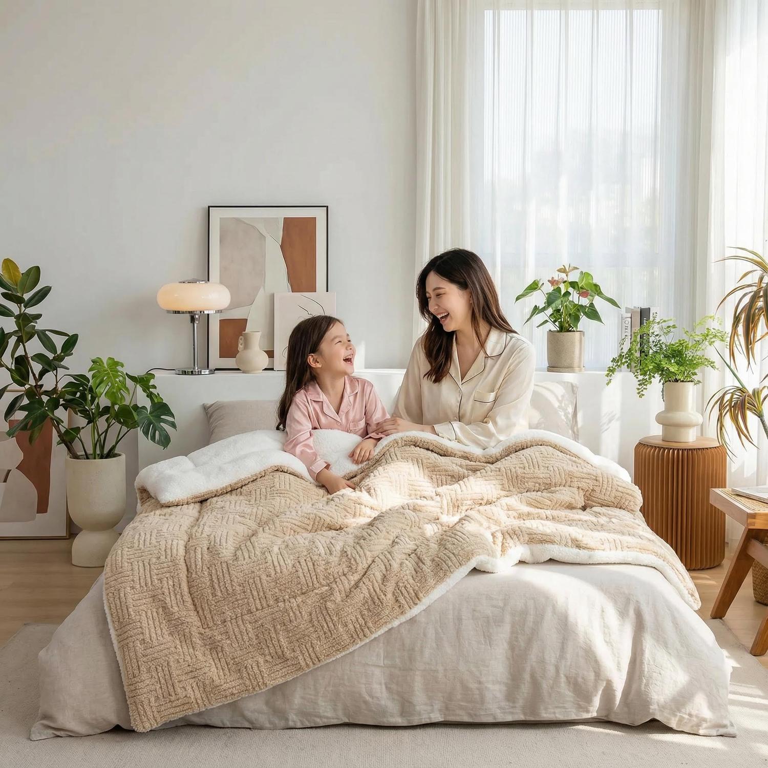 Thick Winter Quilt - Artificial Lamb's Wool Blanket for Adults and Children