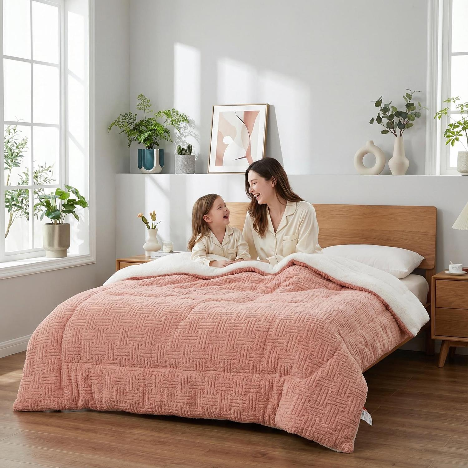 Thick Winter Quilt - Artificial Lamb's Wool Blanket for Adults and Children