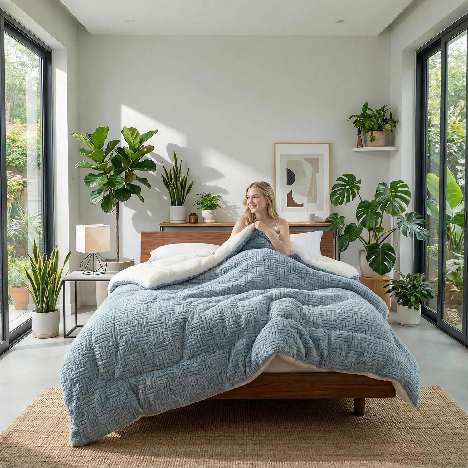 Thick Winter Quilt - Artificial Lamb's Wool Blanket for Adults and Children