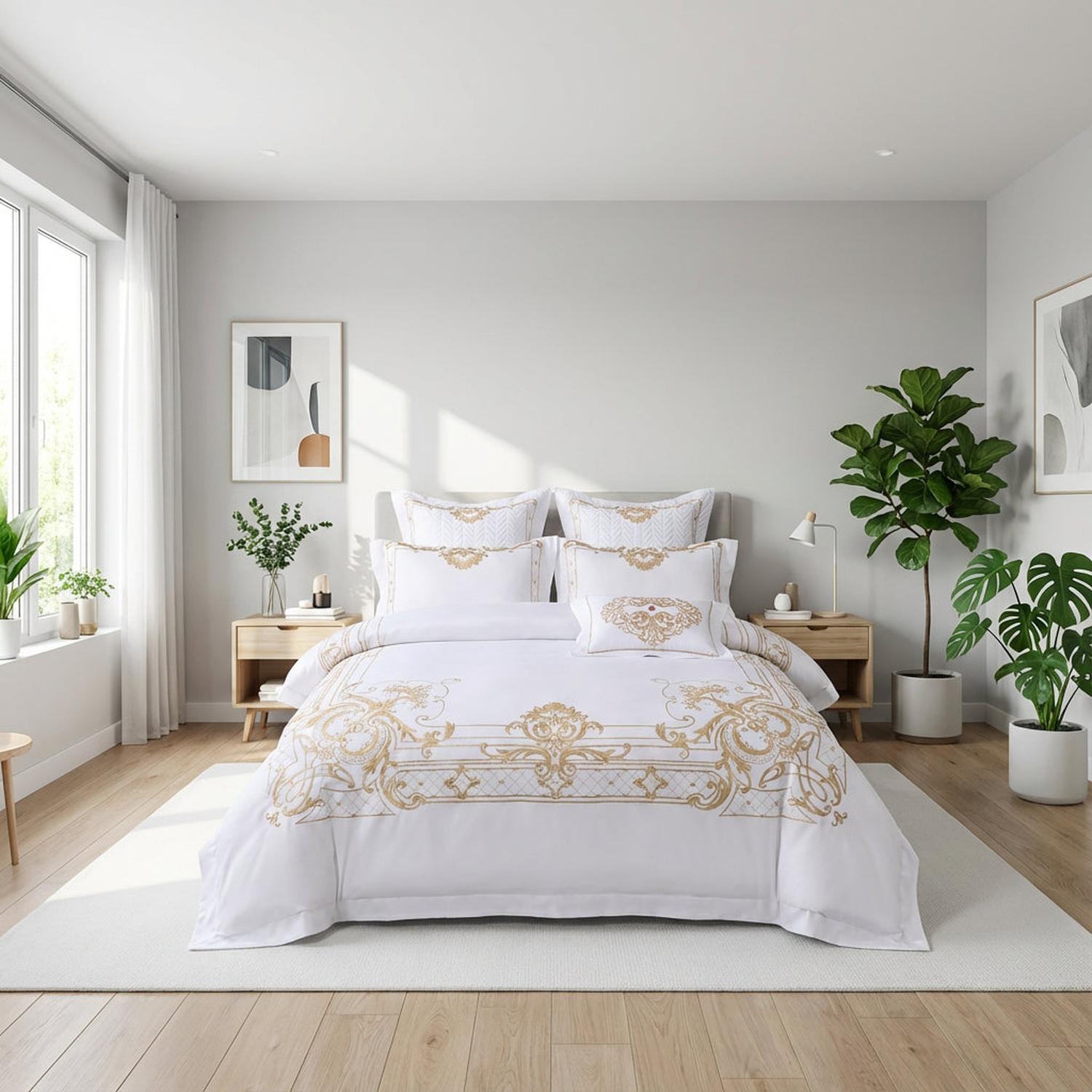 White Throne | Elegant Embroidered Duvet Covers Bedding Set