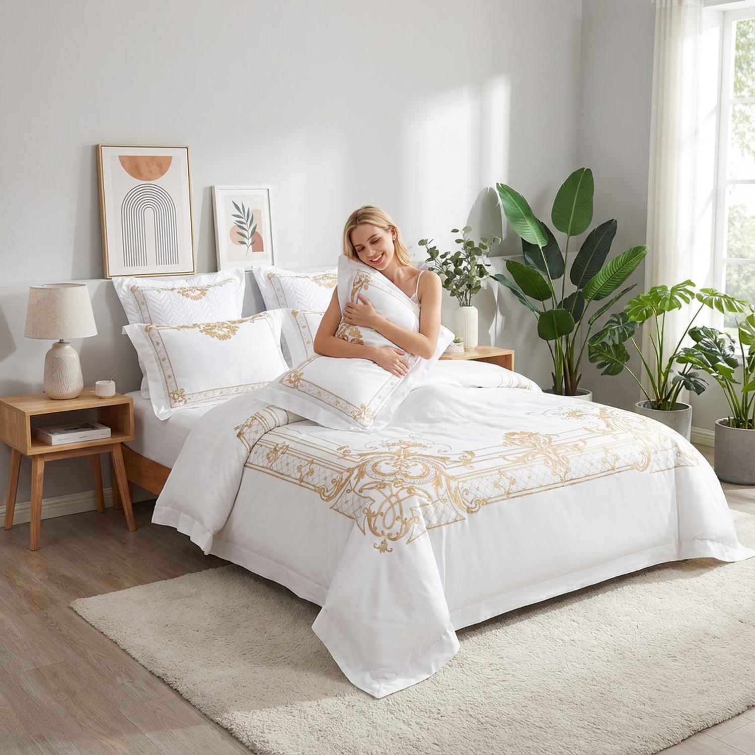 White Throne | Elegant Embroidered Duvet Covers Bedding Set