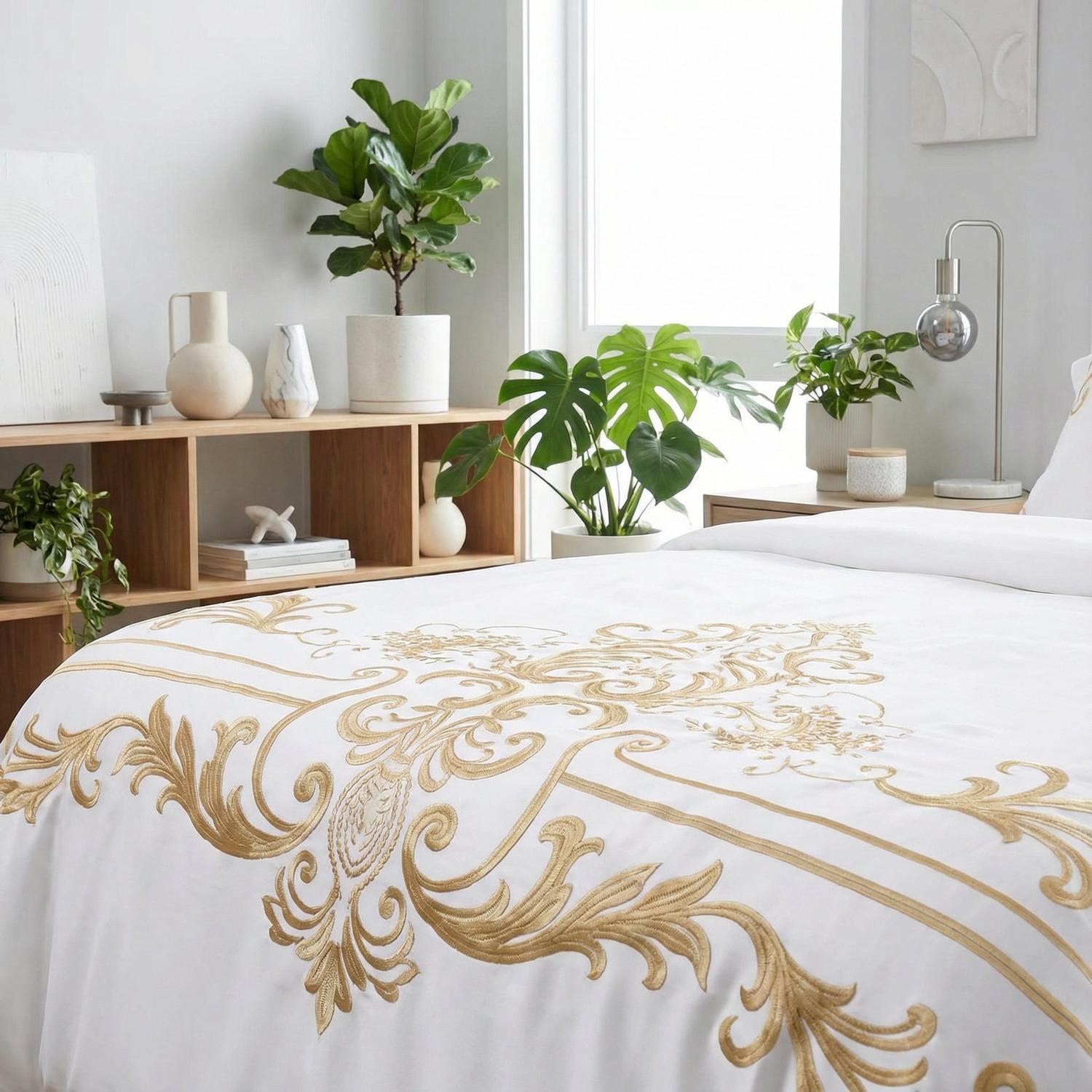 White Throne | Elegant Embroidered Duvet Covers Bedding Set